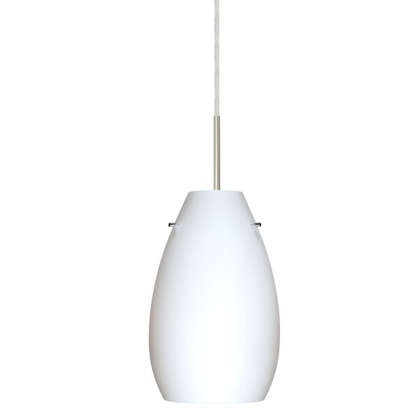 Besa Lighting Pera 9 Cord Pendant, Opal Matte, Satin Nickel Finish, 1x9W LED 1JT-412607-LED-SN - main